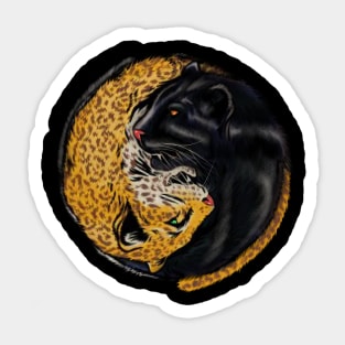 Yin Yang Symbol, Jaguar Cat, Black Panther Animal Sticker